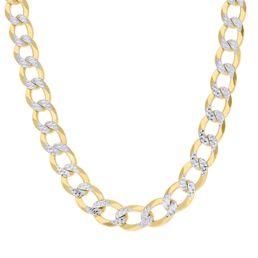 925 Silver Solid Super Flat Cuban Chain Two-tone 7.4mm-20