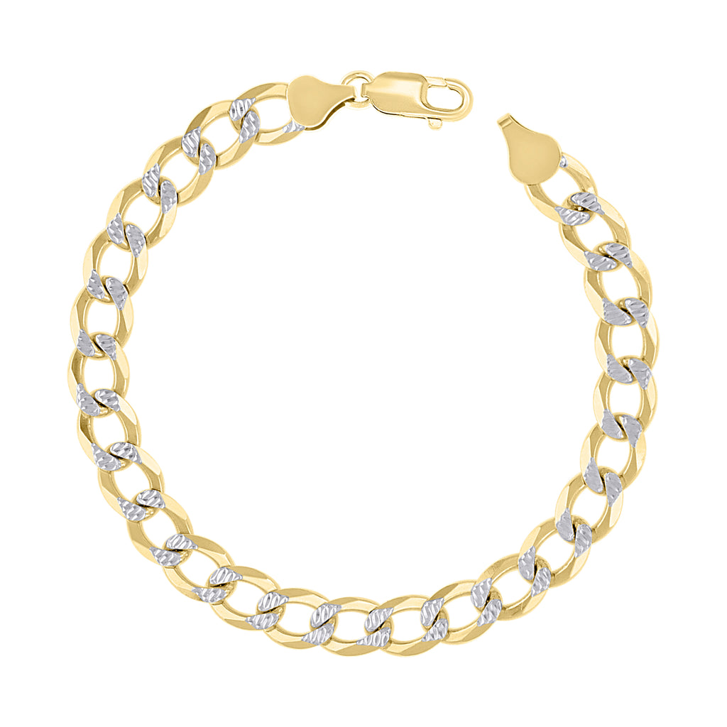 925 Silver Solid Super Flat Cuban Chain Two-tone 7.4mm-24