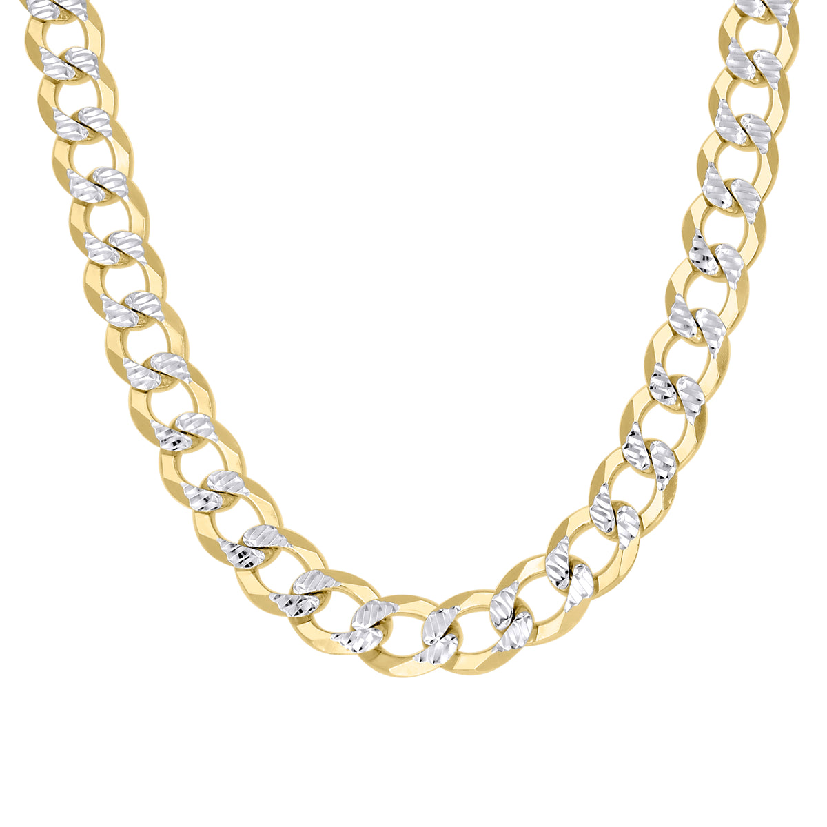 925 Silver Solid Super Flat Cuban Chain Two-tone 8.7mm-18