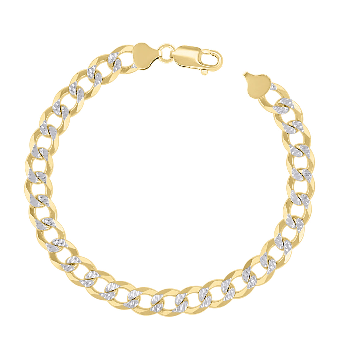 925 Silver Solid Super Flat Cuban Chain Two-tone 8.7mm-18