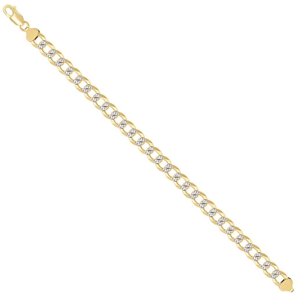925 Silver Solid Super Flat Cuban Chain Two-tone 8.7mm