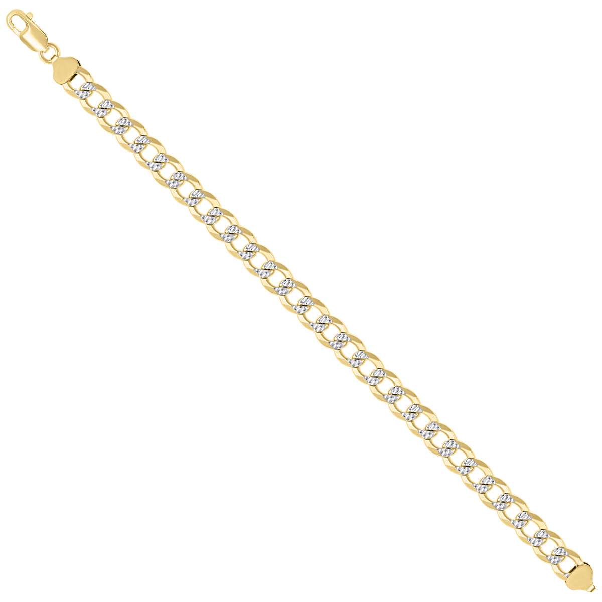925 Silver Solid Super Flat Cuban Chain Two-tone 8.7mm-20