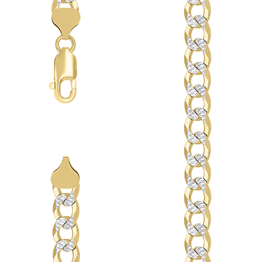 925 Silver Solid Super Flat Cuban Chain Two-tone 8.7mm-18