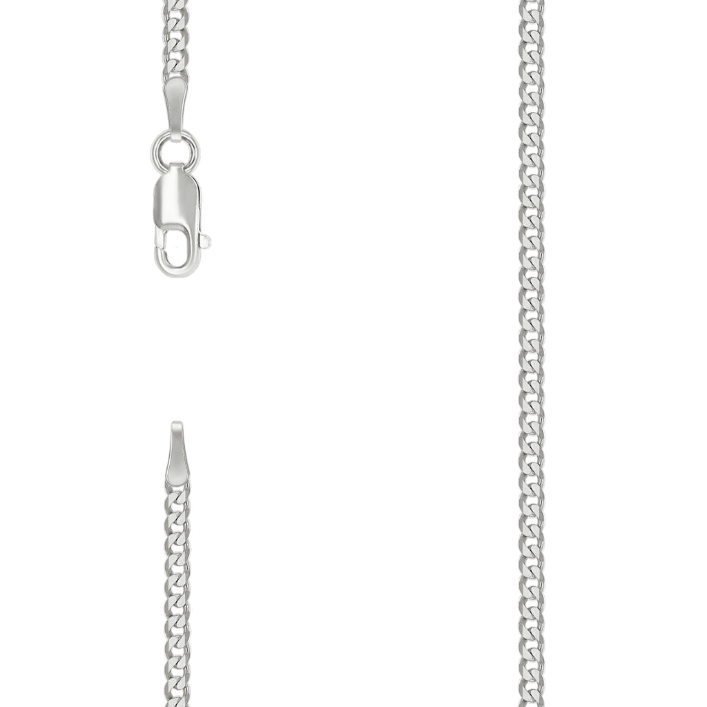 925 Silver Solid Super Flat Cuban Chain Silver 2.3mm