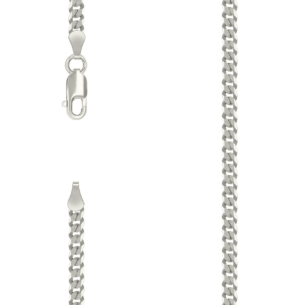 925 Silver Solid Super Flat Cuban Chain Silver 3mm-9