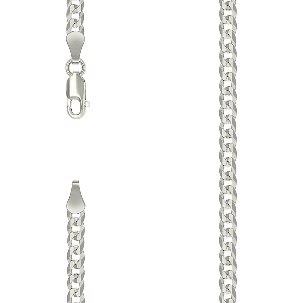 925 Silver Solid Super Flat Cuban Chain Silver 3.7mm-22
