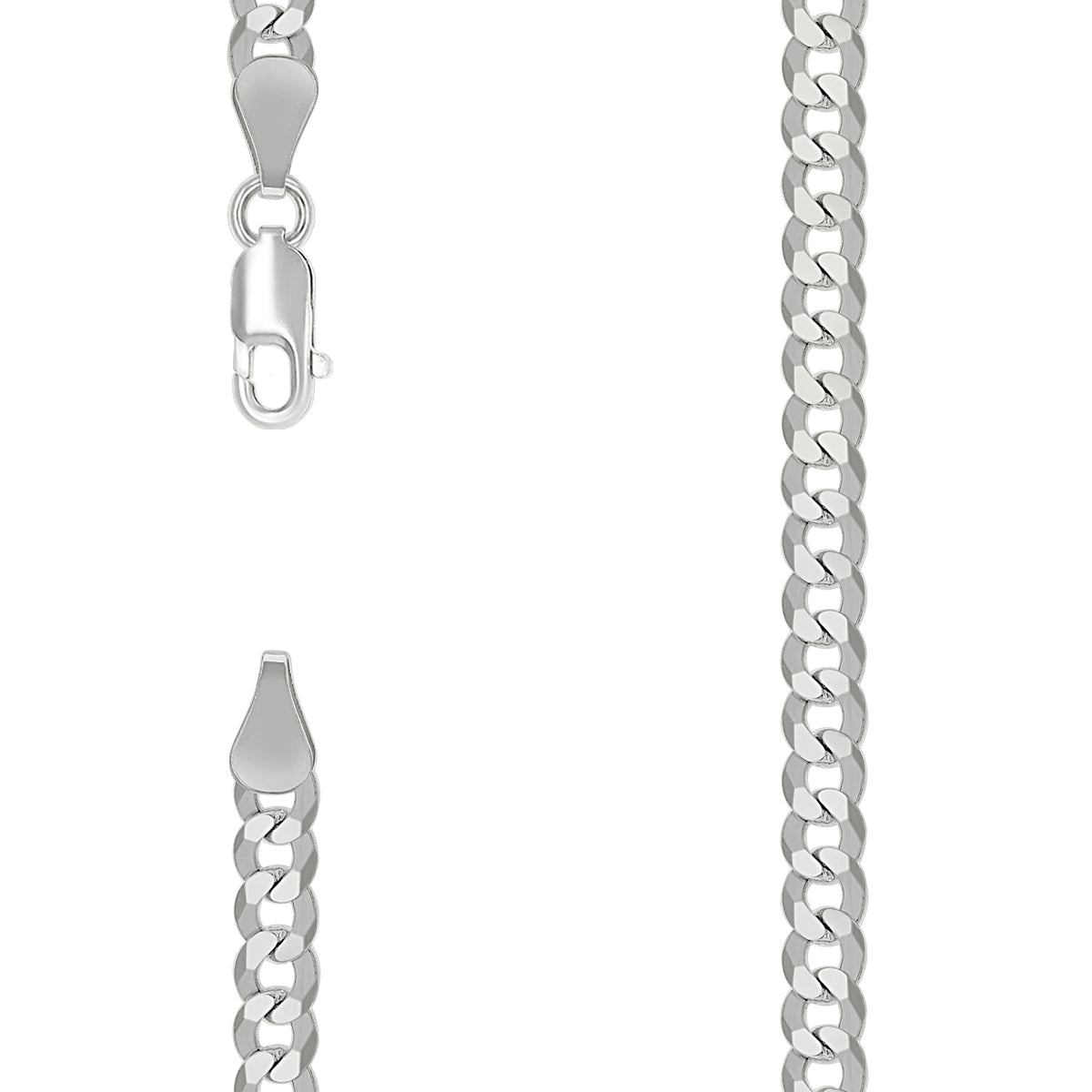 925 Silver Solid Super Flat Cuban Chain Silver 5.2mm-7