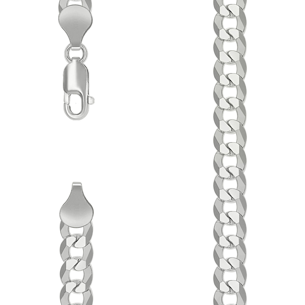 925 Silver Solid Super Flat Cuban Chain Silver 7.2mm
