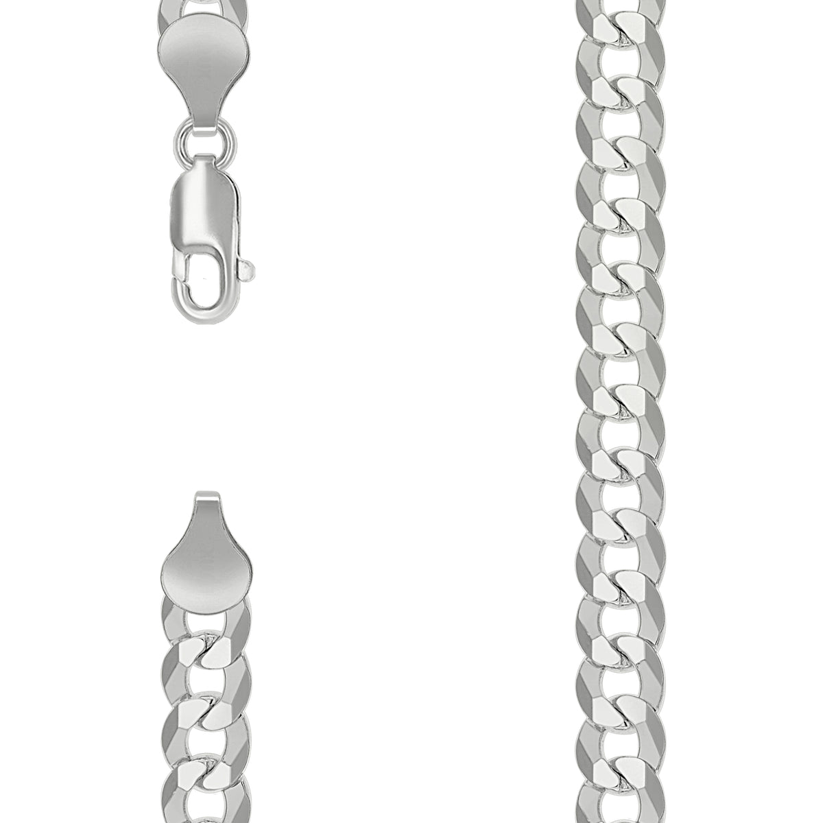 925 Silver Solid Super Flat Cuban Chain Silver 7.2mm-22