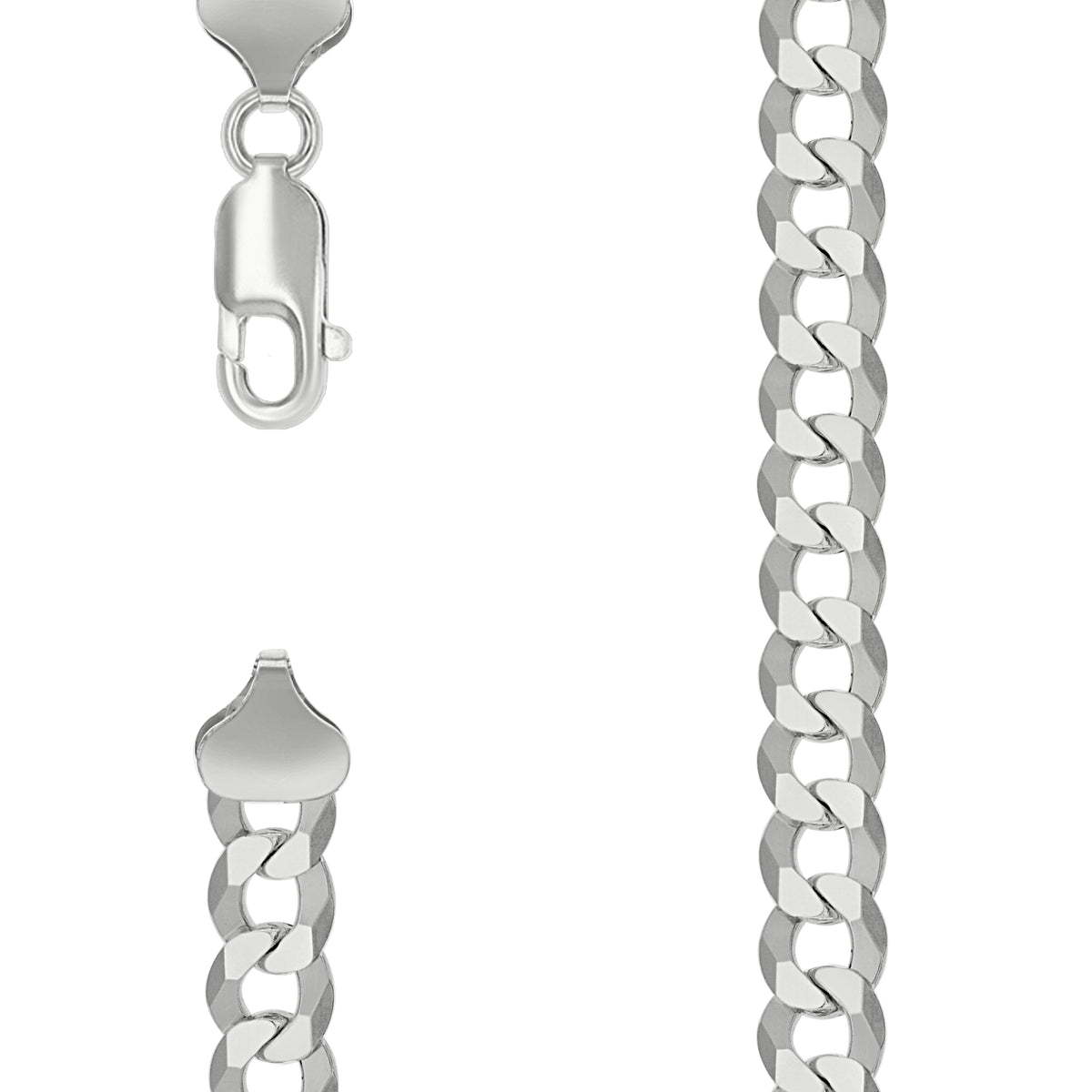 925 Silver Solid Super Flat Cuban Chain Silver 7.8mm-22
