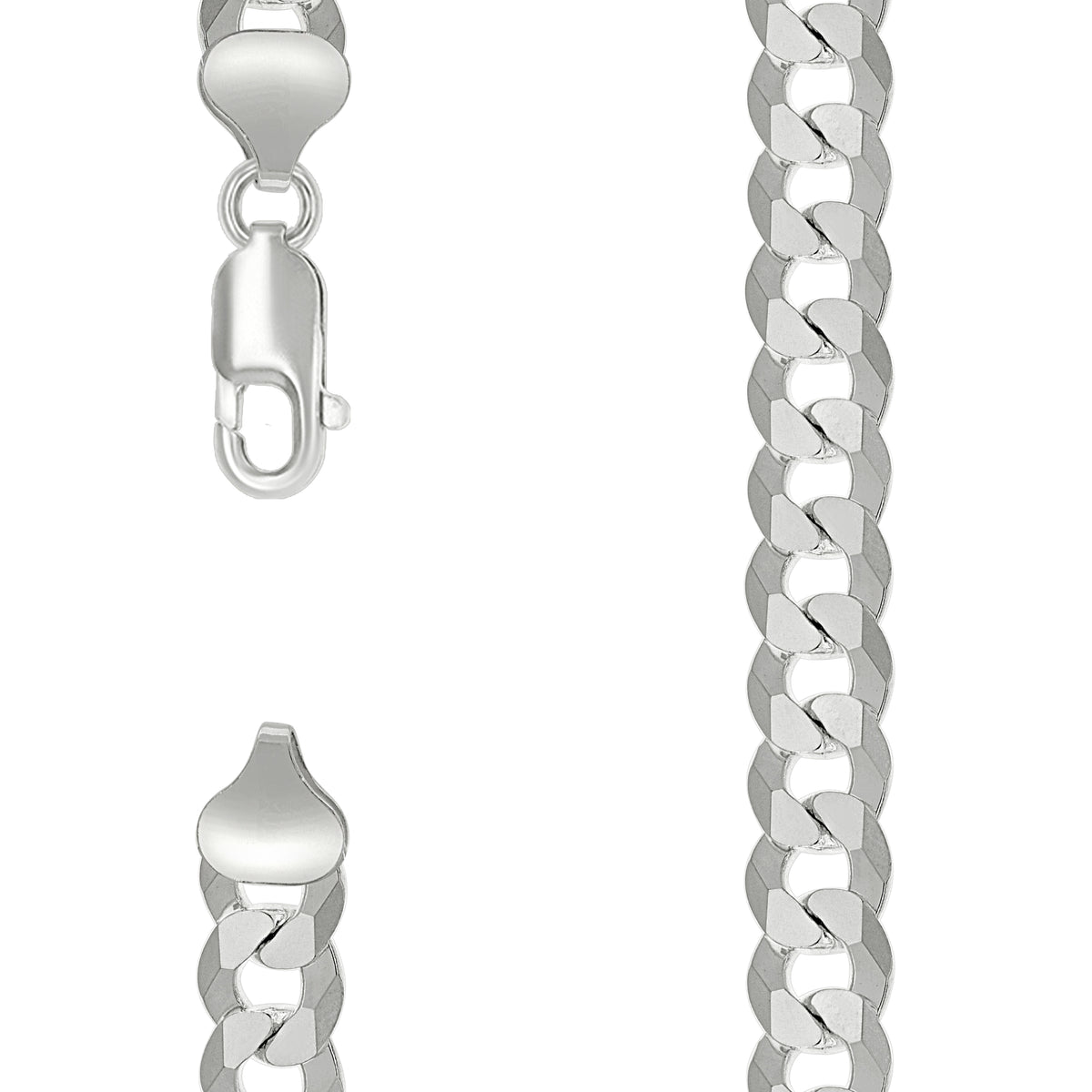 925 Silver Solid Super Flat Cuban Chain Silver 8.6mm-18