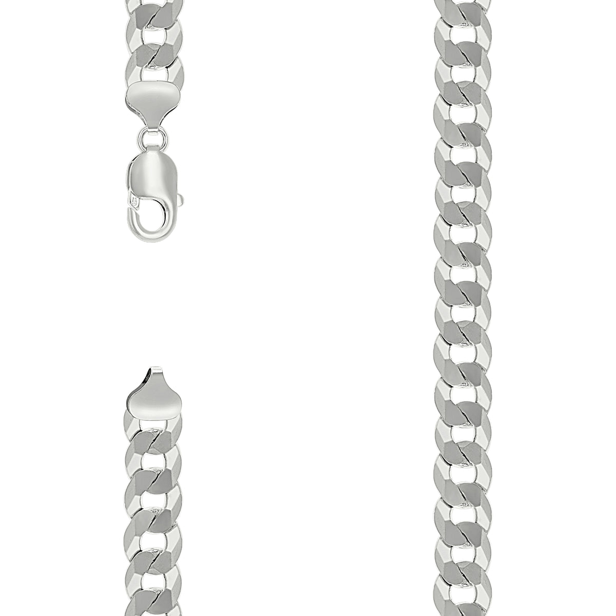 925 Silver Solid Super Flat Cuban Chain Silver 10.8mm-9