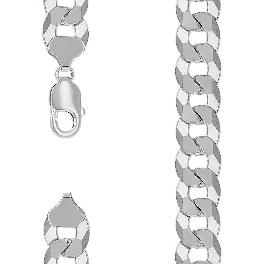 925 Silver Solid Super Flat Cuban Chain Silver 13.7mm