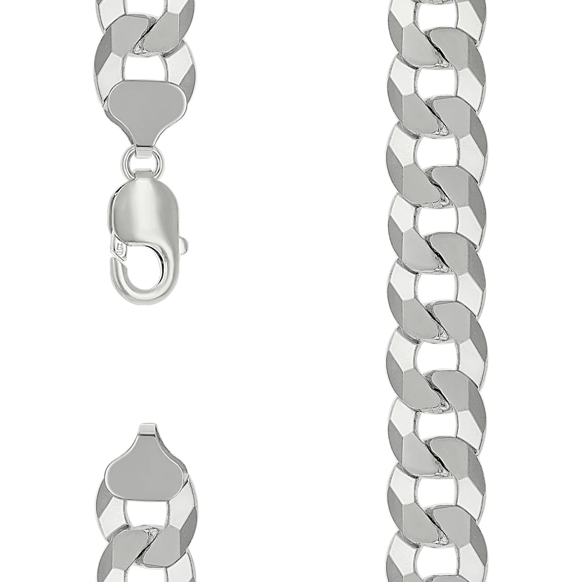 925 Silver Solid Super Flat Cuban Chain Silver 13.7mm