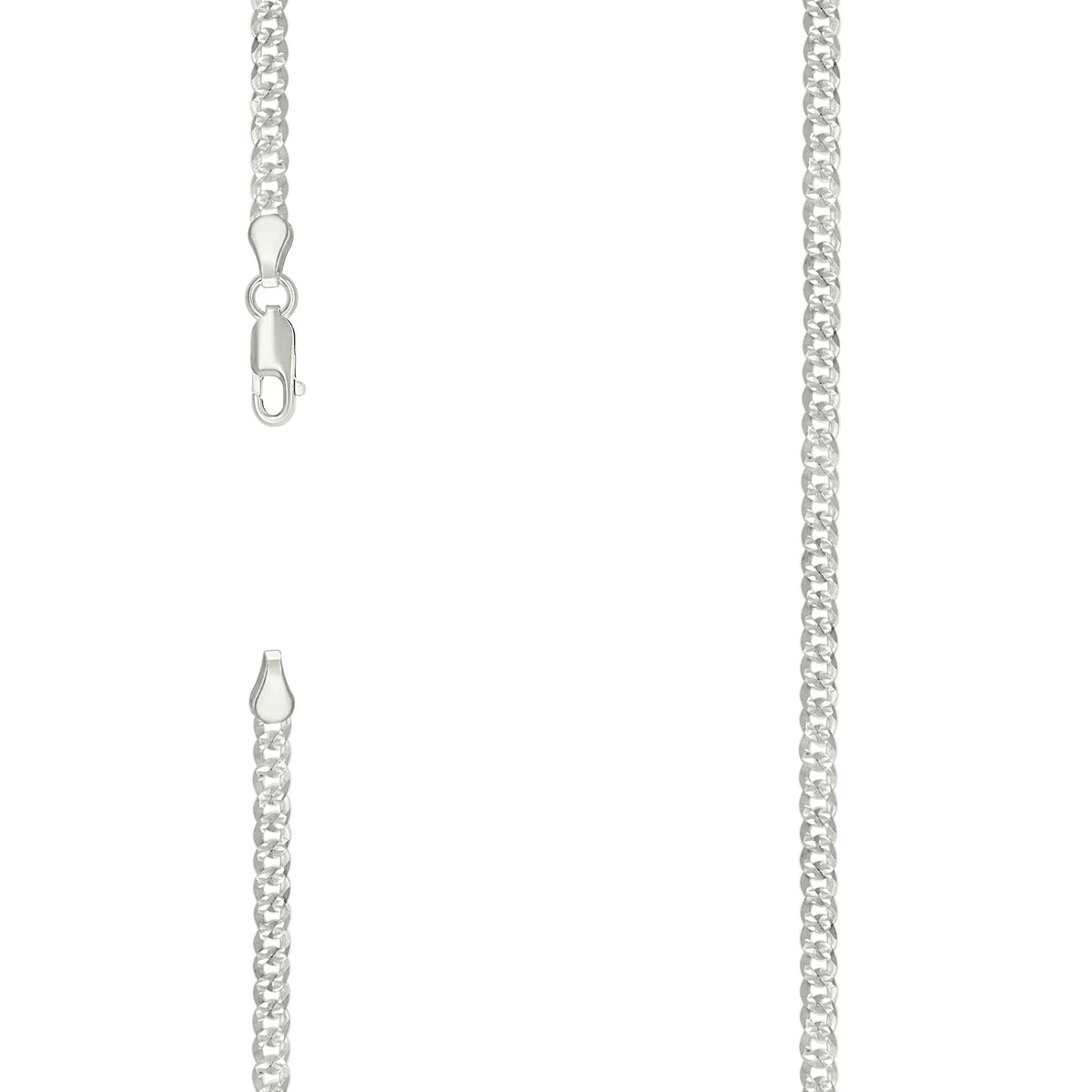 925 Silver Solid Pave Super Flat Cuban Chain Silver 3mm-16