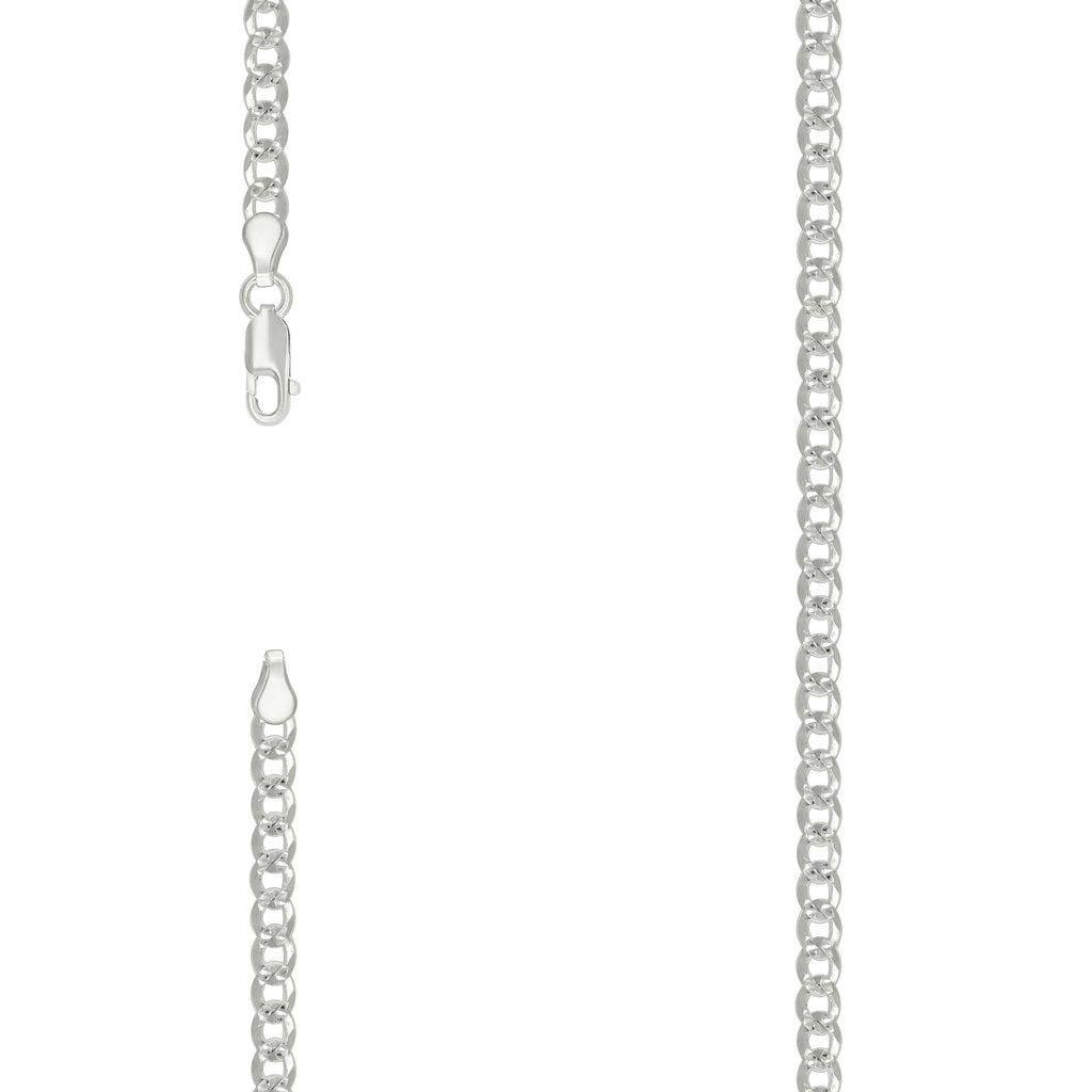 925 Silver Solid Pave Super Flat Cuban Chain Silver 4.7mm-9