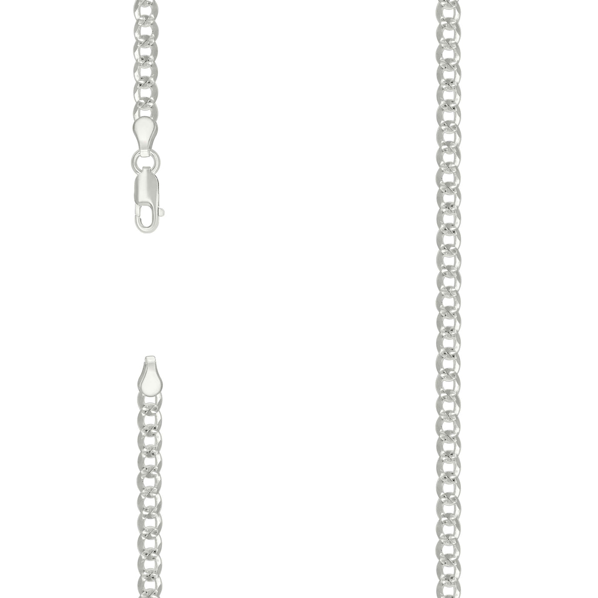 925 Silver Solid Pave Super Flat Cuban Chain Silver 4.7mm-8