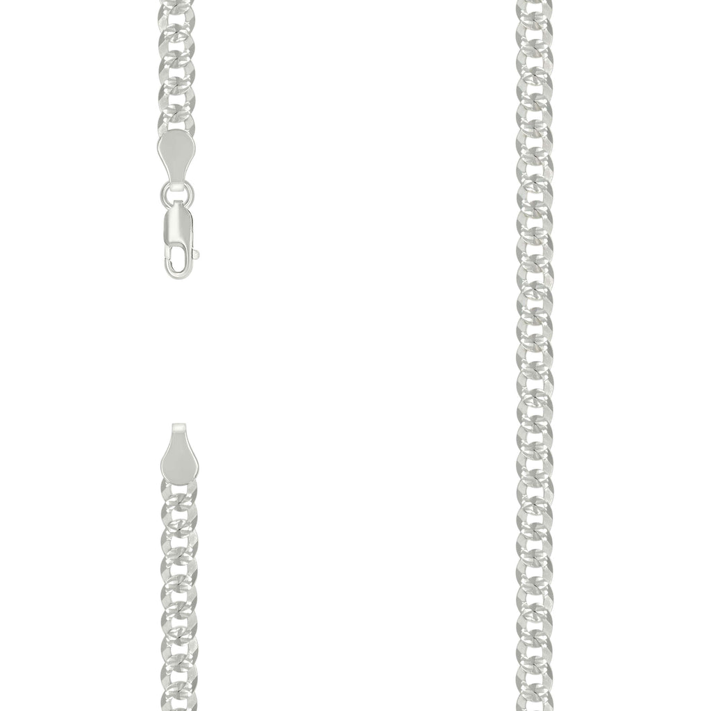 925 Silver Solid Pave Super Flat Cuban Chain Silver 5.2mm-9