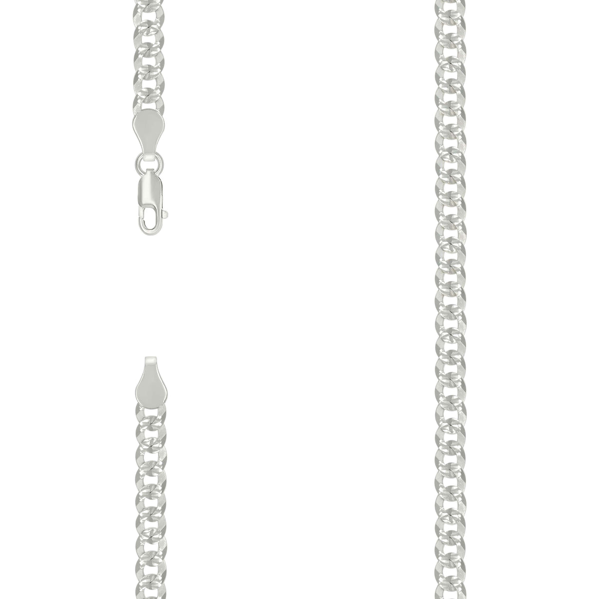 925 Silver Solid Pave Super Flat Cuban Chain Silver 5.2mm-9