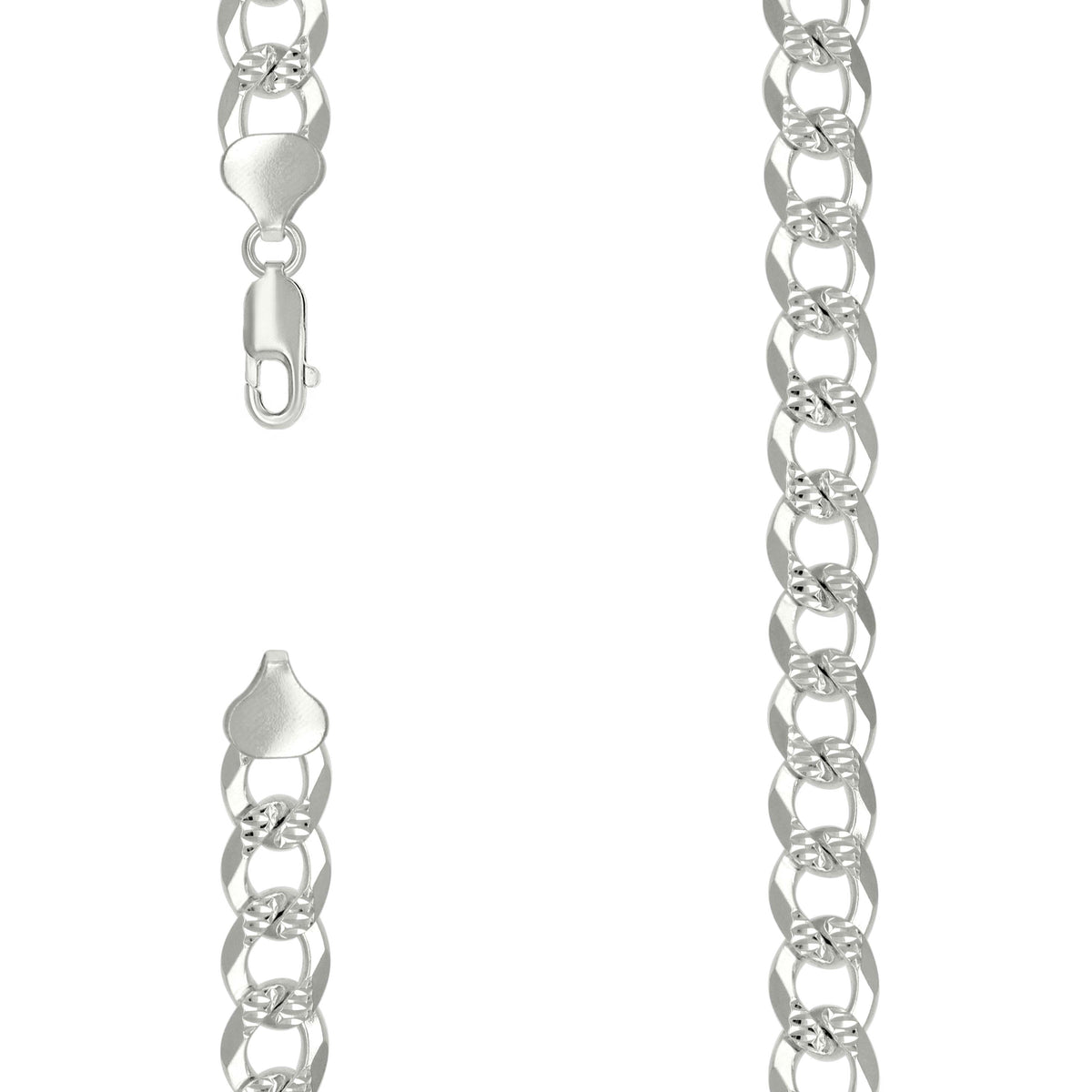 925 Silver Solid Pave Super Flat Cuban Chain Silver 10.8M