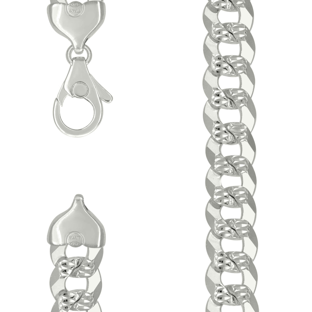 925 Silver Solid Pave Super Flat Cuban Chain Silver 16mm-24