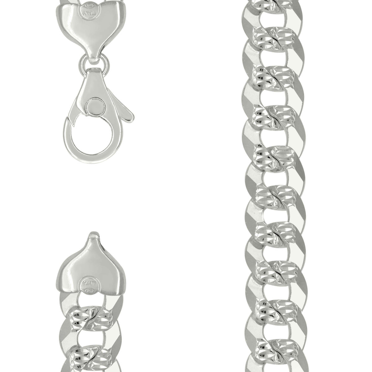 925 Silver Solid Pave Super Flat Cuban Chain Silver 16mm-22