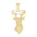 10K Yellow Gold Womens Diamond-Cut Deer Animal Charm Pendant