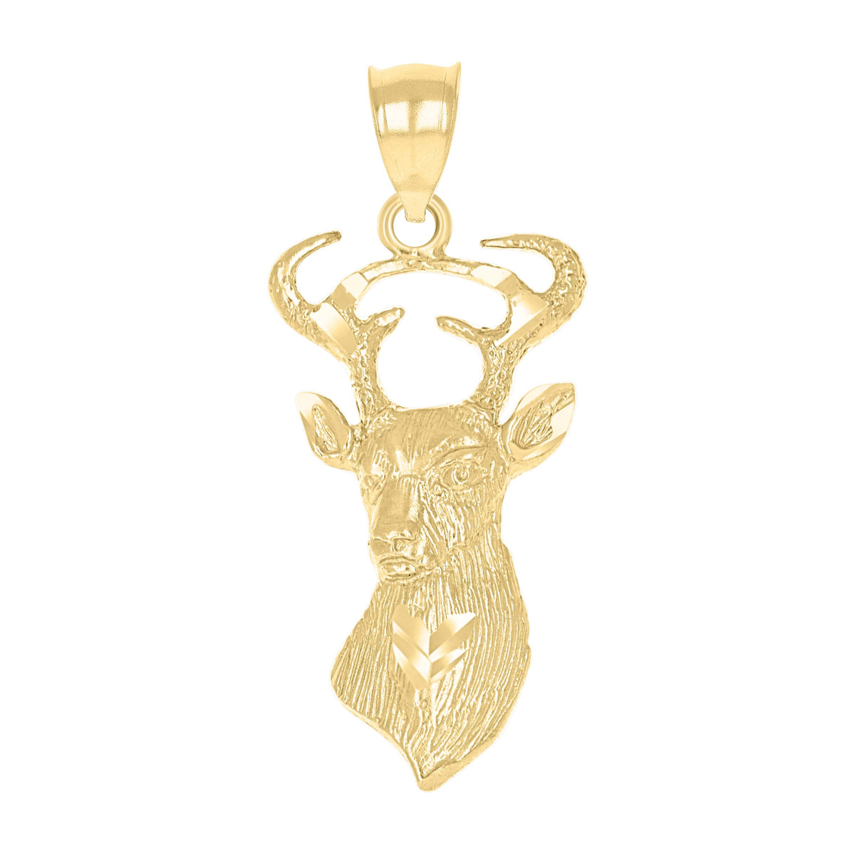 10K Yellow Gold Womens Diamond-Cut Deer Animal Charm Pendant