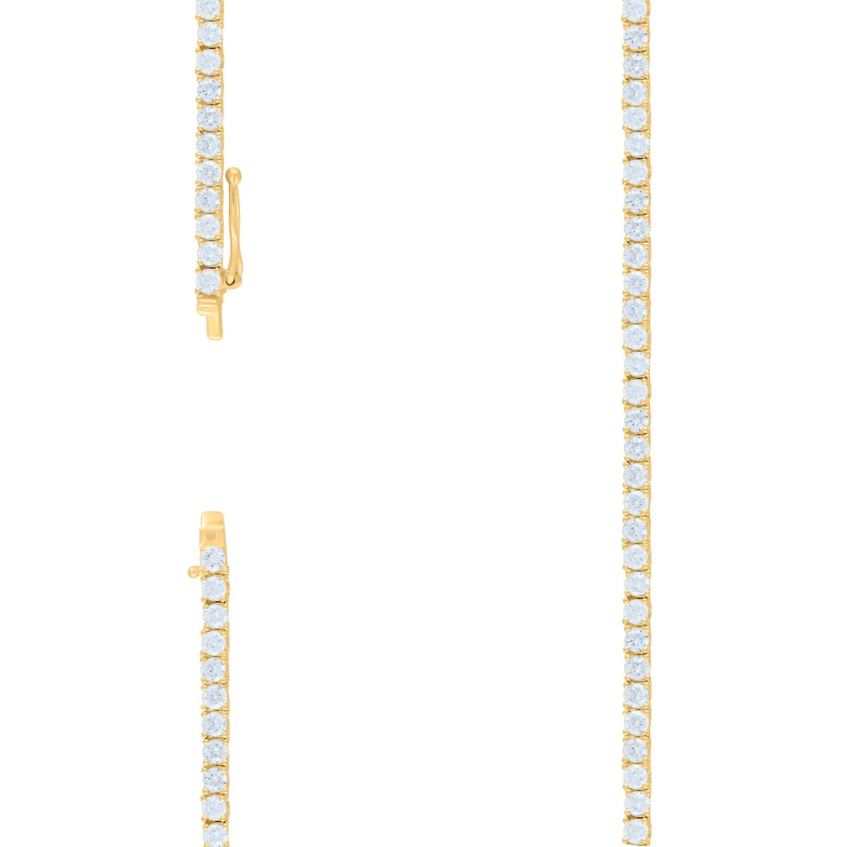 925 Sterling Silver Yellow-tone 15.6ct Moissanite Tennis Chain 3mm Size 20 Inches