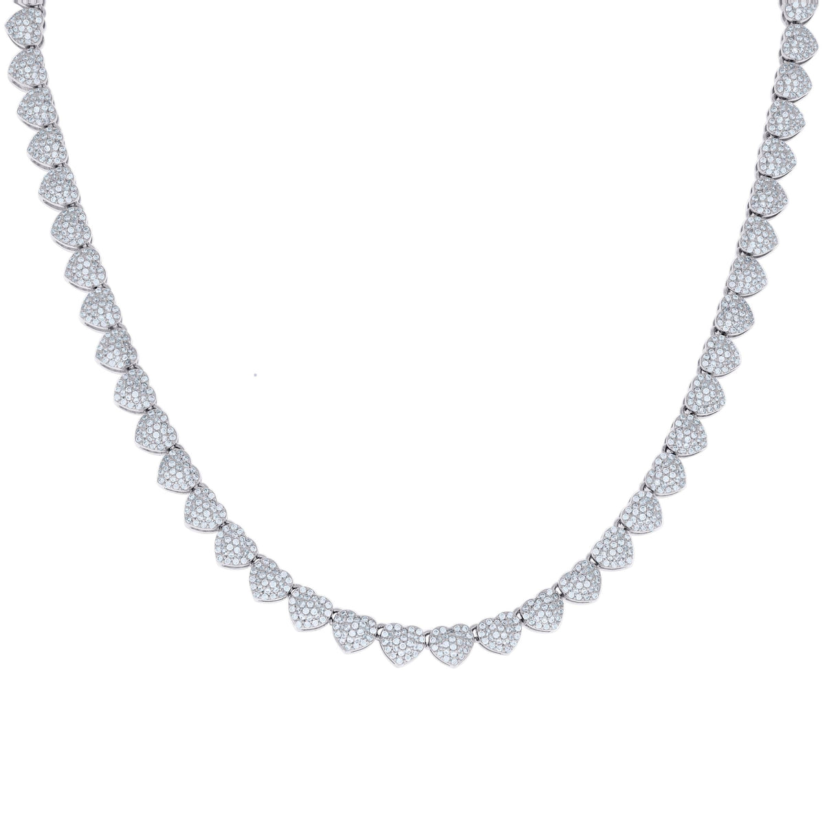 925 Sterling Silver Moissanite Heart Tennis Chain 6mm