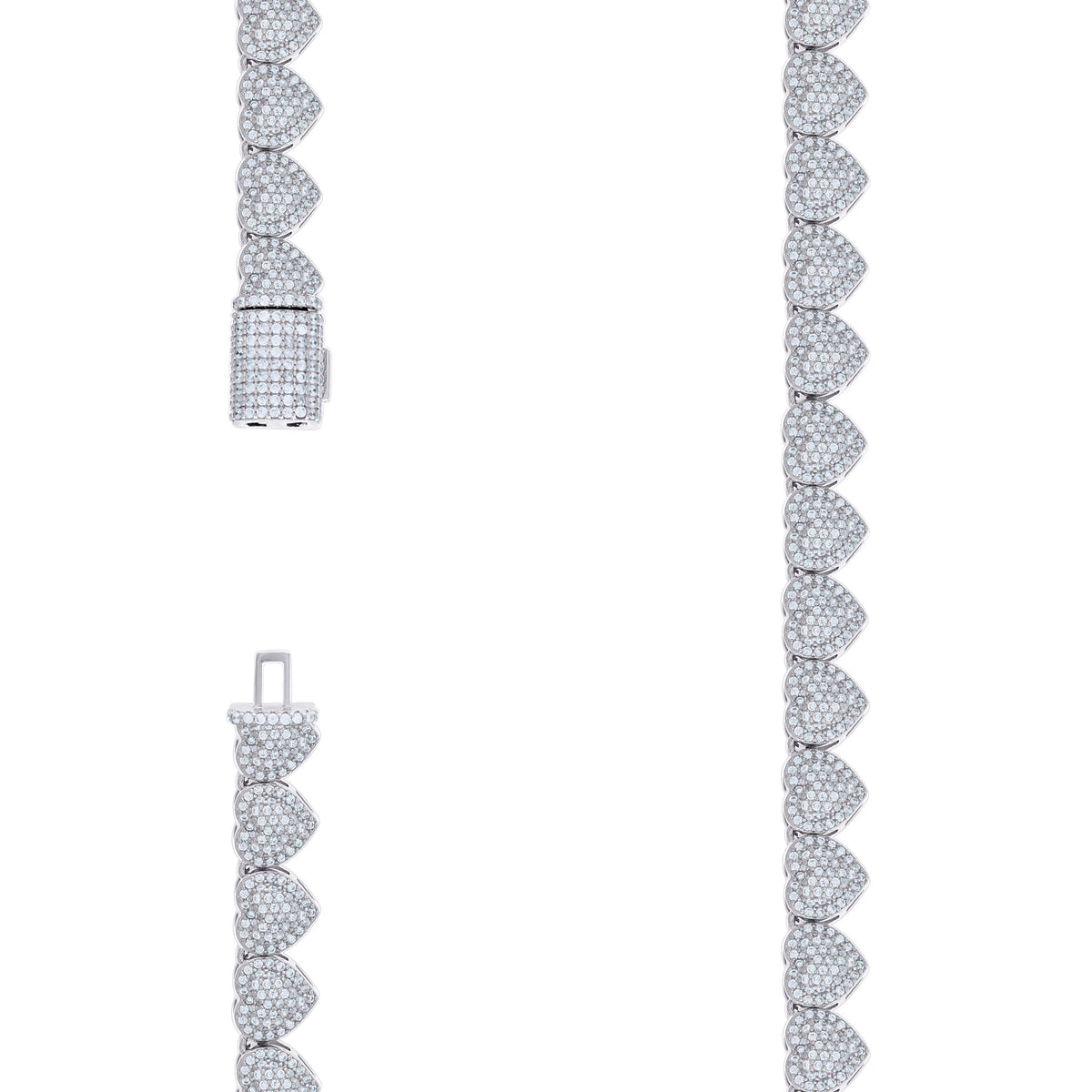 925 Sterling Silver 9.95ct Moissanite Heart Tennis Necklace 8mm Size 18 Inches
