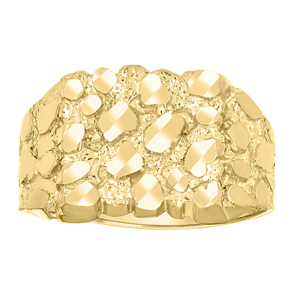 10K Yellow Gold Unisex Diamond-cut Nugget Fashion Ring S6-S10