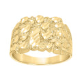 10K Yellow Gold Unisex Diamond-cut Nugget Fashion Ring S9