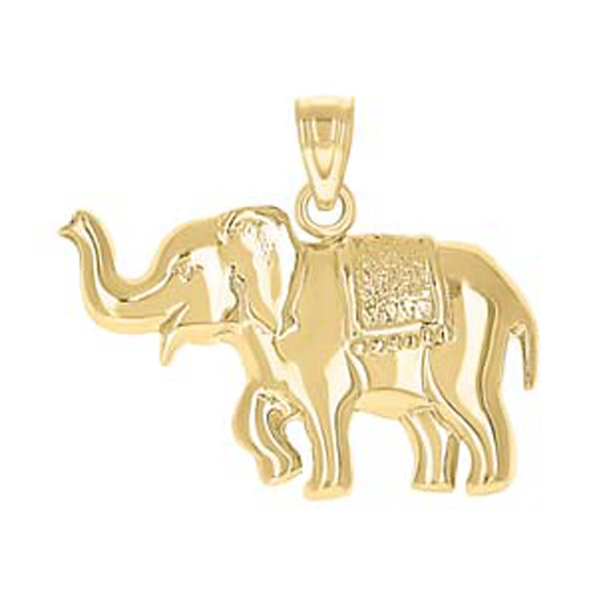 10K Yellow Gold Mens Elephant Animal Charm Pendant
