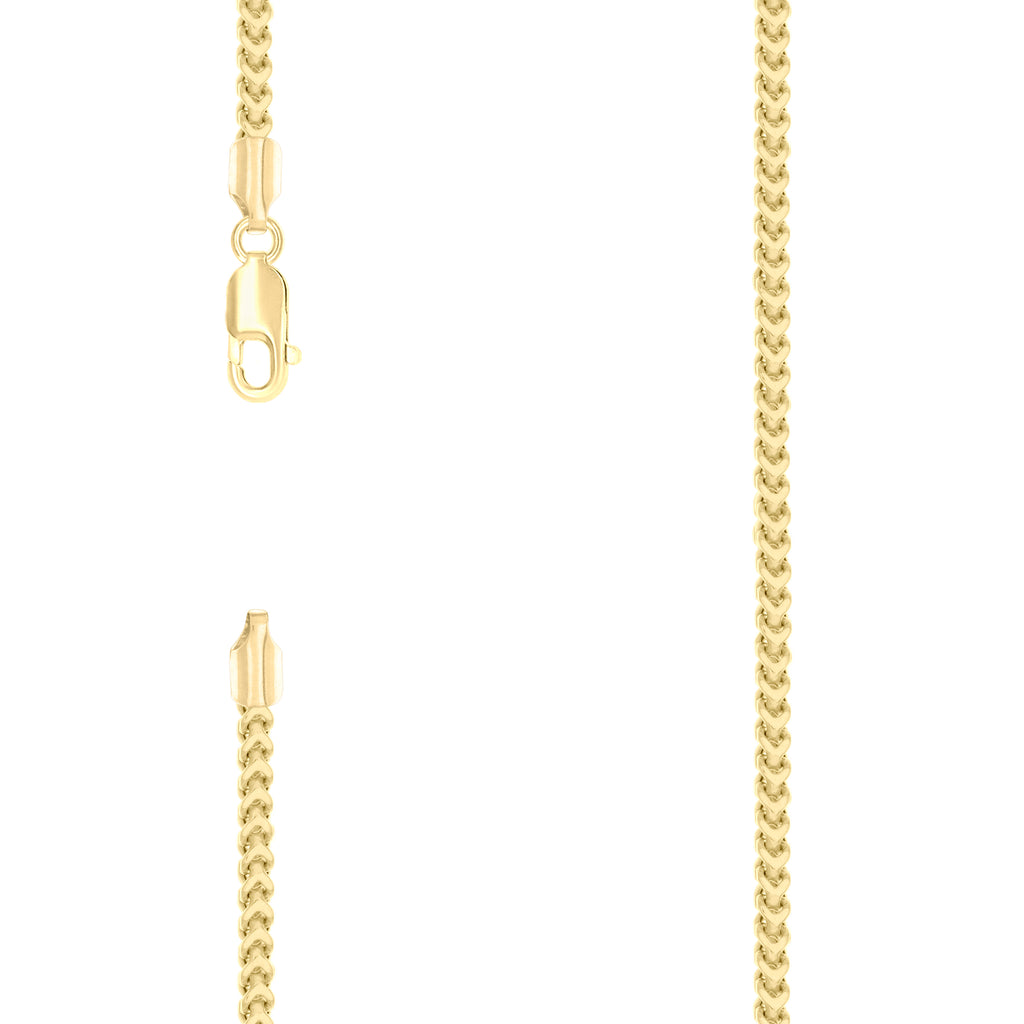 925 Silver Hollow Franco Chain Yellow 2.5mm-24