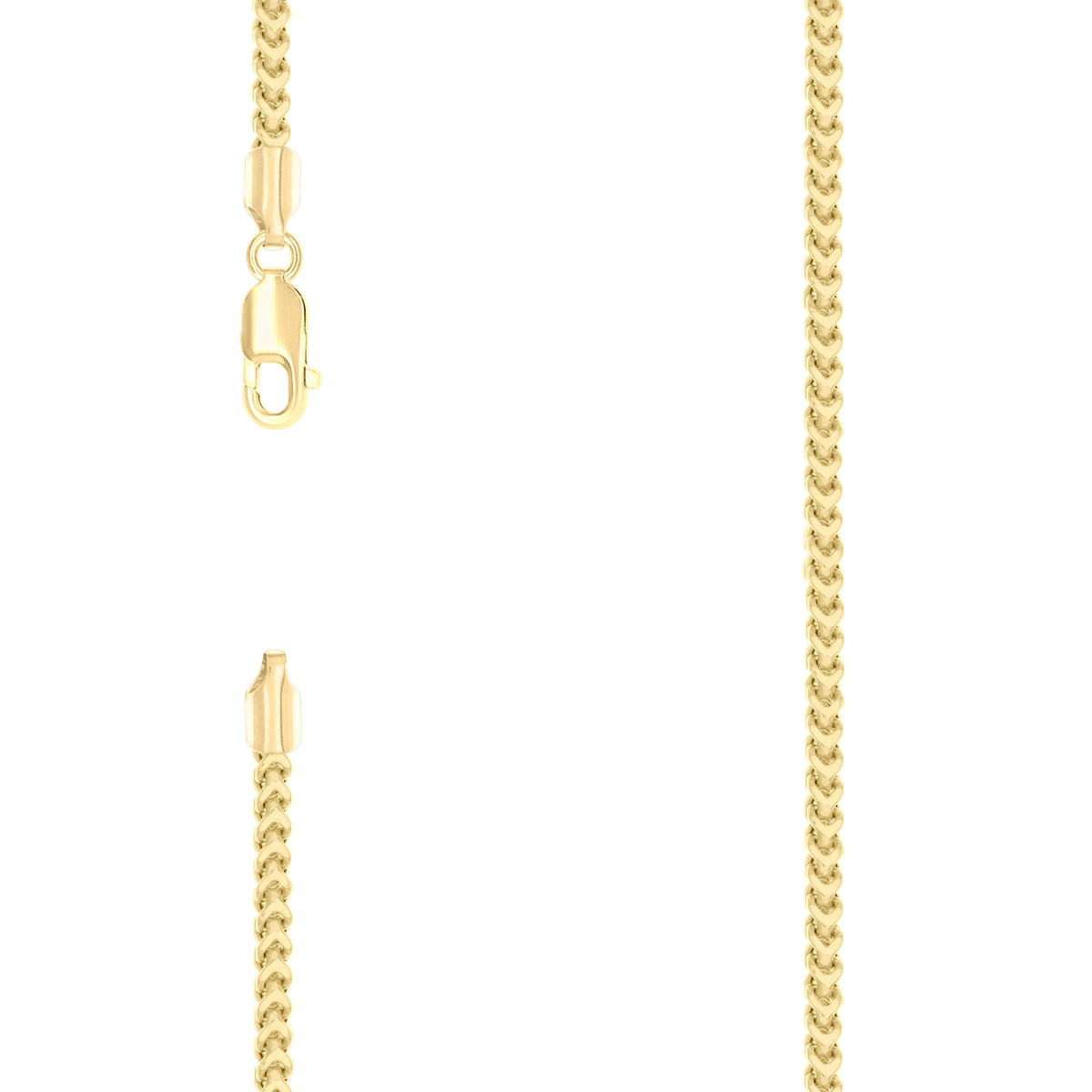 925 Silver Hollow Franco Chain Yellow 2.5mm-24