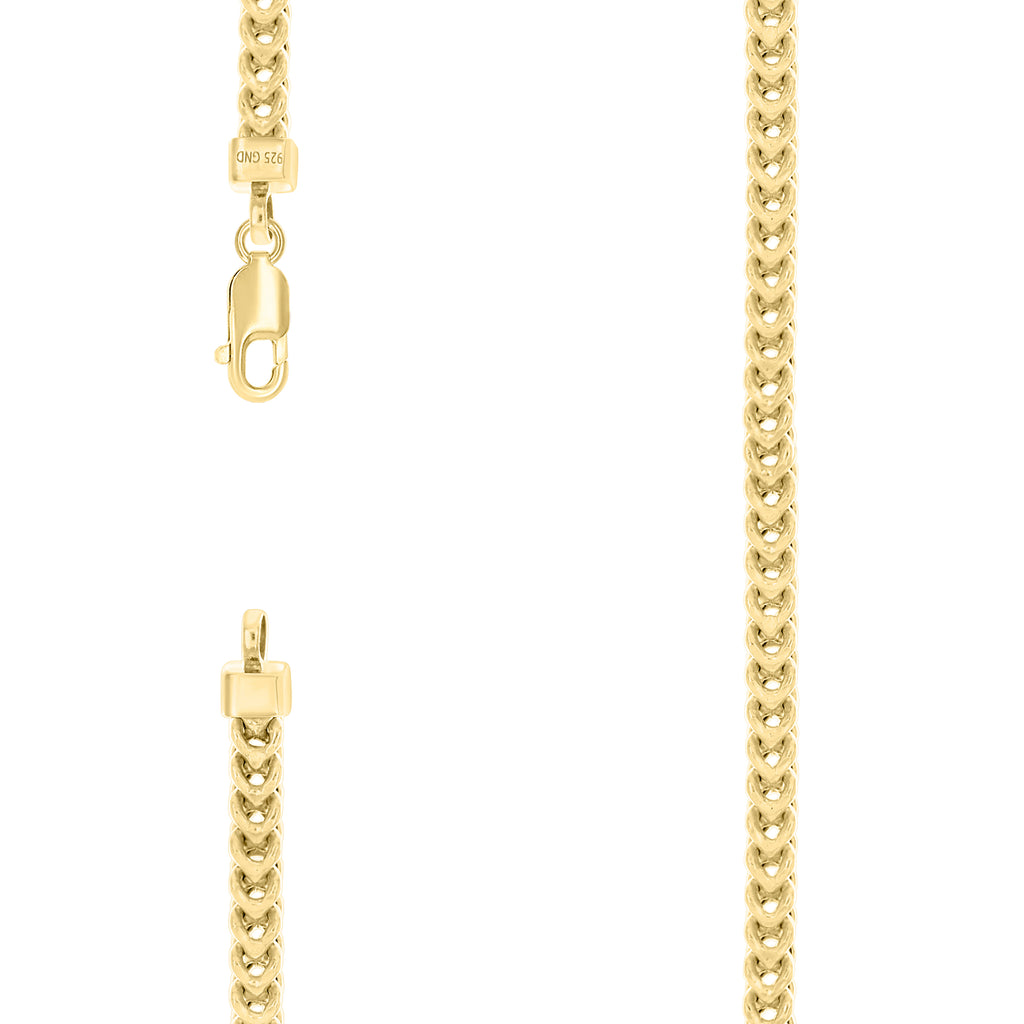 925 Silver Hollow Franco Chain Yellow 4.5mm-18