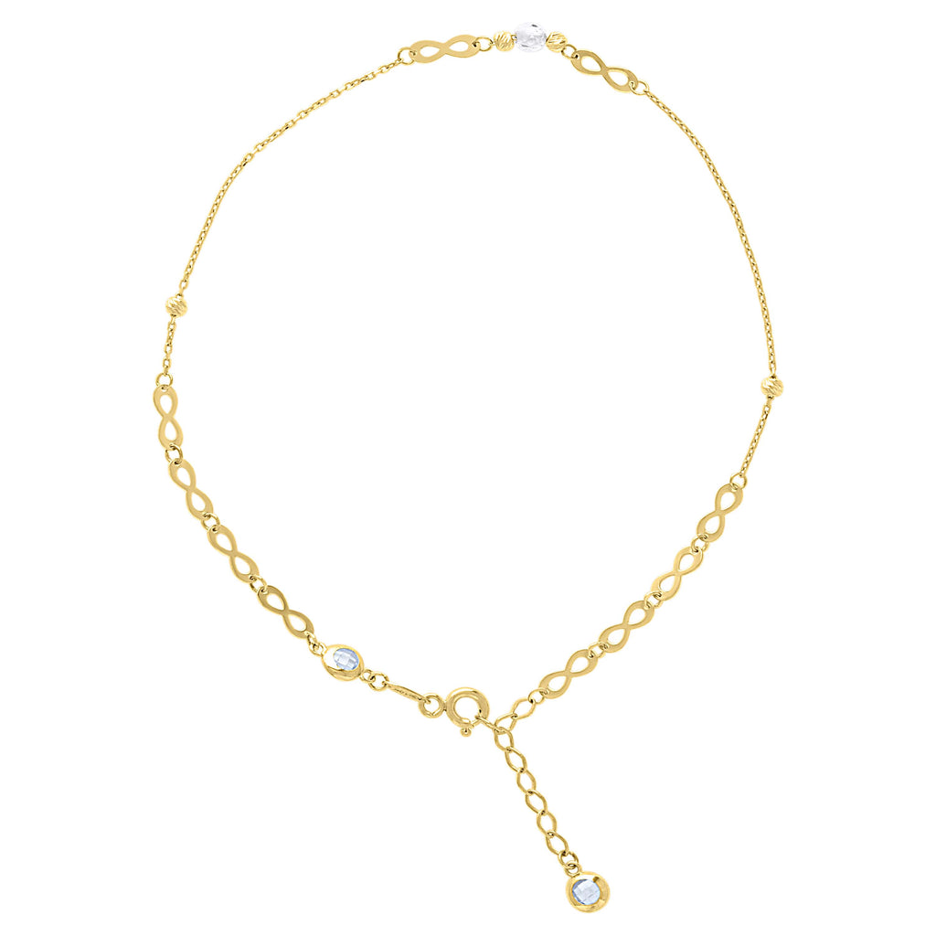 14K Gold Anklet 10" (9"+1")