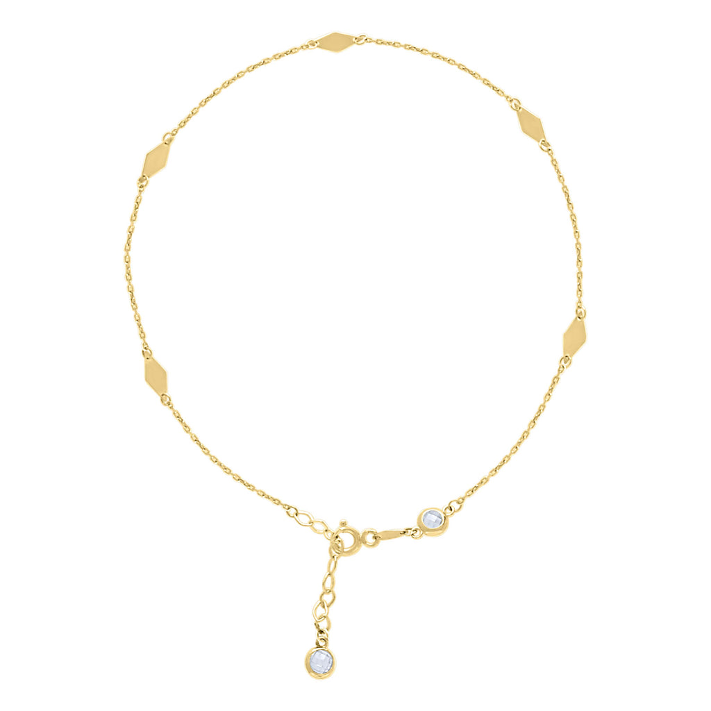 14K Gold Anklet 10" (9"+1")