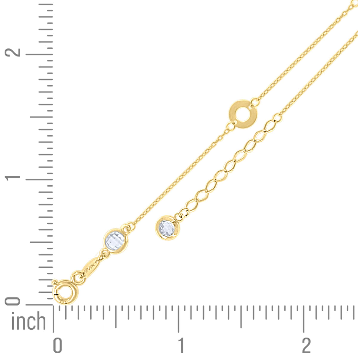14K Gold Anklet 10" (9"+1")