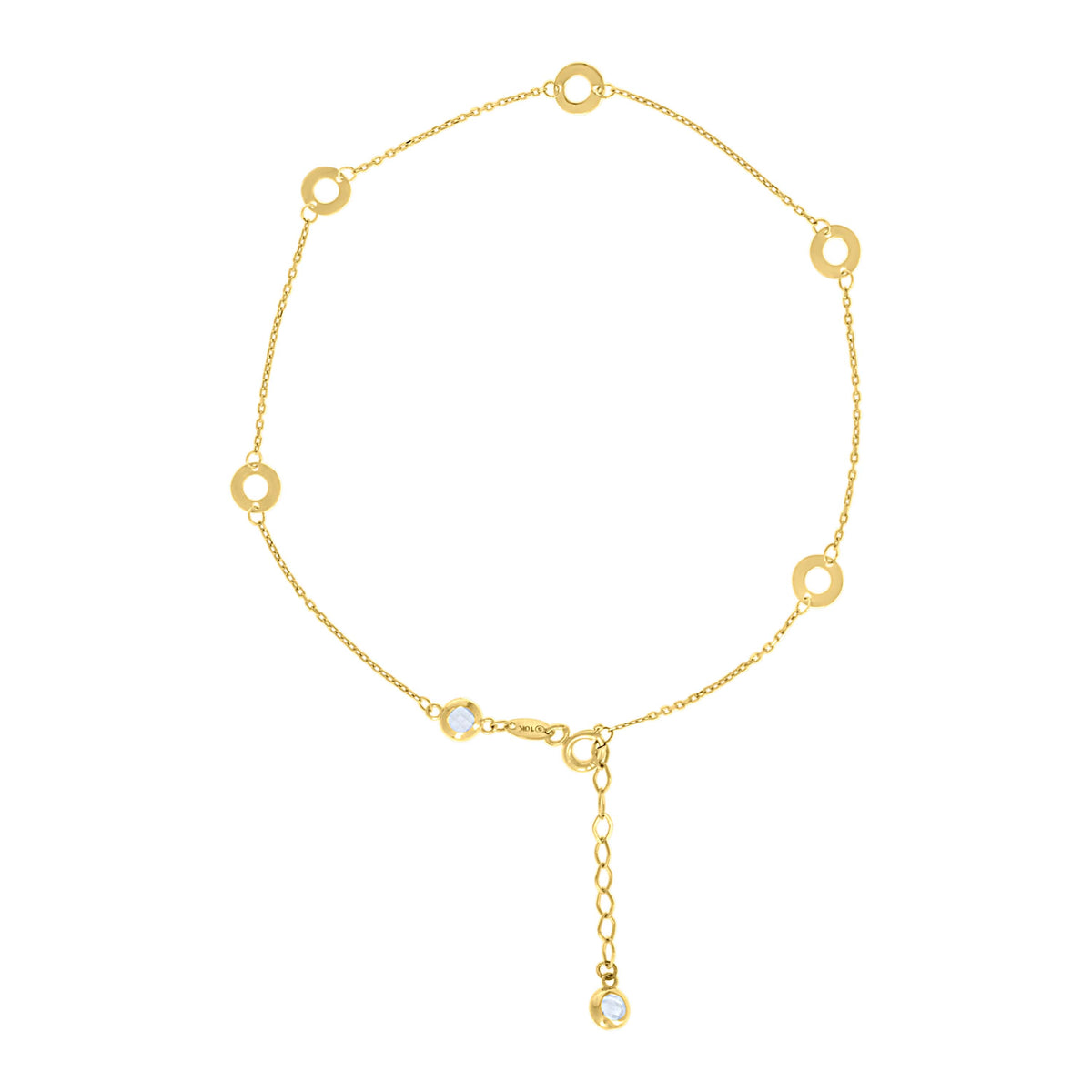 14K Gold Anklet 10" (9"+1")