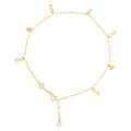 10K Yellow Gold Womens Cubic-Zirconia Infinity Heart Charms Chain Anklet Size 9 + 1 Inches