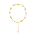 10K Yellow Gold Womens Cubic-Zirconia Hearts Link Bracelet Size 7 + 1 Inches