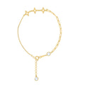 10K Yellow Gold Womens Cubic-Zirconia Clover Link Good Luck Chain Bracelet Size 7 + 1 Inches