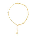 10K Yellow Gold Womens Cubic-Zirconia Cross Charms Chain Bracelet Size 7 + 1 Inches