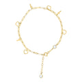 10K Yellow Gold Womens Cubic-Zirconia Heart Cross Charms Chain Bracelet Size 7 + 1 Inches