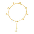 10K Yellow Gold Womens Cubic-Zirconia Heart Charms Chain Bracelet Size 7 + 1 Inches