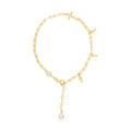 10K Yellow Gold Womens Cubic-Zirconia Cross Charms Chain Bracelet Size 7 + 1 Inches