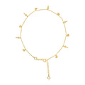 10K Yellow Gold Womens Cubic-Zirconia Heart Cross Charms Chain Anklet Size 9 + 1 Inches