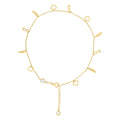 10K Yellow Gold Womens Cubic-Zirconia Heart/Infinity/Feather Charms Chain Anklet Size 9 + 1 Inches